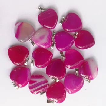 Mados Geros kokybės Rožių stripe onyx 20mm 24Pcs Natūralaus akmens širdies pakabučiai papuošalai priėmimo Žavesio Karoliai priedai