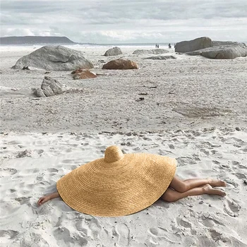 Mados Lady Šiaudų Skrybėlę Moterų Vasaros Saulės Skydelis Sunhat Floppy Kibirą Bžūp Negabaritinių Moterų Šiaudų Skrybėlę Paplūdimio Anti-UV Apsauga
