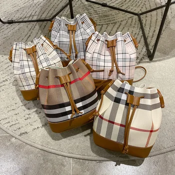 Mados Raišteliu Dizaino Ponios Rankinės Naujas Mini Dryžuotas Kibirą, Maišą Petį Krepšys Prabangos Prekės ženklo Moterų Tote Bag Rankinė