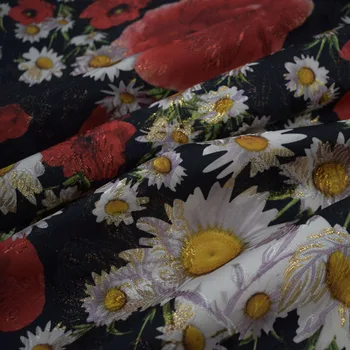 Mados klasikinis Daisy skaitmeninės tapybos 3D žakardo audinio suknelė kailis tissu as metrų tissus tecido tela shabby chic tecidos