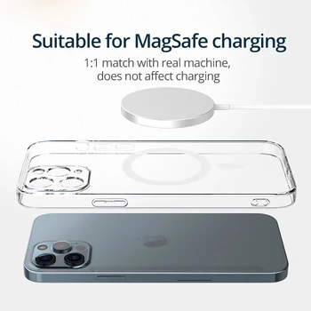 Magnectic telefono dėklas Skirtas iPhone 12 Pro Max 12 mini Atveju Belaidžio Įkrovimo atsparus smūgiams Apsauginis aišku, TPU Case For iPhone 12