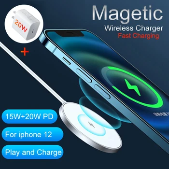 Magnetinio Belaidis Kroviklis 15W iPhone 12 Pro Max Greito Įkrovimo iPhone 12Mini C Tipo Belaidis Kroviklis PD Adapteris Magsafing