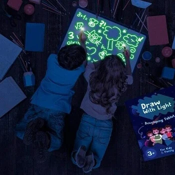 Magnetinė Piešimo Tablet Lygiosiomis su Šviesos-Įdomus Valdybos Mygtukai Vaikams Švyti LED Vaikas Eskizų Juokingi Žaislai Doodstage Šviesos Piešinys Įdomus