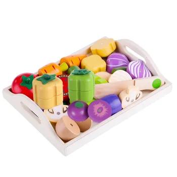 Magnetinės Medinės Vaisių ir Daržovių Derinys Pjovimo Virtuvės Žaislų Rinkinys Vaikams Žaisti & Apsimesti, Modeliavimo Playset Vaikams Smagu