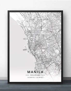 Manila, Filipinai Žemėlapis Plakatas