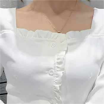 Marškinėliai Moterims Kasdien Negabaritinių Drabužių Lady Stilingas Šifono Paprasta Raukiniai Ins Kietas Vieną Krūtinėmis Pavasario Aikštėje Apykaklės Madingas