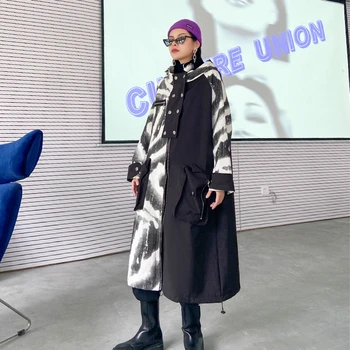 Max LuLu 2020 M. Europos Mados Stilius Ponios Punk Streetwear Spausdinti Gobtuvu Tranšėjos Paltai Moterų Atsitiktinis Windbreakers Ilgai Drabužiai