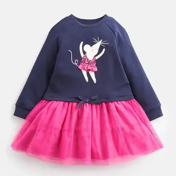 Mažai specialistė, vaikų mergaičių prekės 2019 m. rudenį kūdikių, mergaičių drabužiai Medvilnės bamblys mergina šalis suknelė su gyvūnų spausdinti dryžuotas tutu sukneles