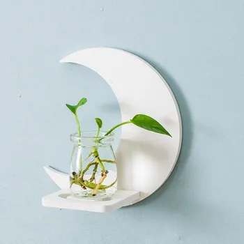 Medienos Geometrinių raštų Organizatorius stalčiuko balta Mažų Vazoninių augalų lentynos Laikiklis prie Sienos kabanti lentyna biuro, Namų Dekoro