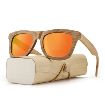 Medienos prabanga Poliarizuoti akiniai nuo saulės moterims vyrai Derliaus saulės akiniai Paplūdimio spalvoti akiniai Anti-UV Vairavimo Mediniai Atveju