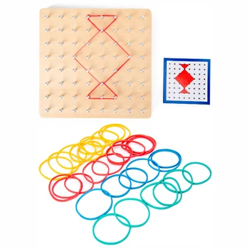 Mediniai Geoboard Nustatyti 8x8 Pin Geometrijos Formos Puzzle Plokštė Su Veiklos Modelio Korteles Latekso Elastinės Juostos Mokymosi Žaislas