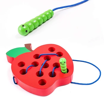 Mediniai Kūdikio Lopšelis Mediniai Širdys Valgyti Vaisių, Obuolių Plaything Ankstyvasis Ugdymas Švietimo Žaislai Montessori Mokymo Matematikos Žaislas