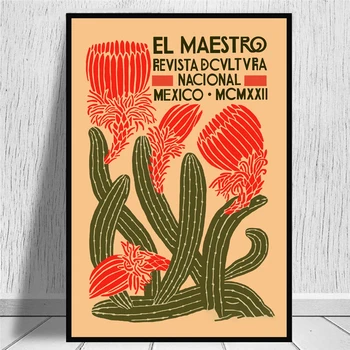 Meksika Kaktusas Gėlių Derliaus Plakatas Ir Spausdina Drobė Sienos Meno Tapybos, Be Rėmelio Retro Namų Dekoro Nuotraukos Cuadro Už Kambarį