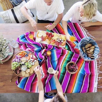 Meksikos Indėnų Rankų darbo Vaivorykštė Antklodė Etninės Stiliaus Paplūdimio Medvilne, Antklode Namų Gobelenas stalo runner paplūdimio rankšluostį Sofos pagalvėlių