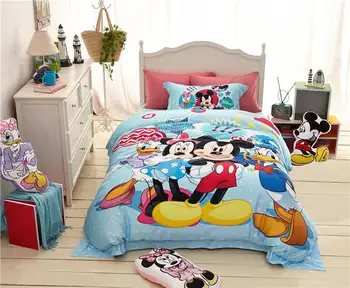 Mickey Mouse patalynės komplektas forCartoon vaikai lovos dekoro ir namų tekstilės miegamojo puošimas 4pc lova Audinio Skaičius 40 egipto medvilnės patalynės