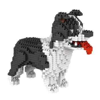 Micro Gyvūnų, Šunų Mini Blokai Animacinių Filmų Pet Aviganis Teddy Huskie Auksaspalvis Retriveris Plytų Modelis Žaislai Diamond