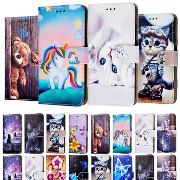Mielas Animacinių Filmų Odos Flip Case For Samsung Galaxy J6 Plius 2018 J530 J510 J5 2017 Knygos Stovėti Padengti Gyvūnų Telefonas Krepšiai