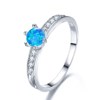 Mielas Moterų Maži, Apvalūs Cirkonis Žiedas White Blue Fire Opal Žiedai Moterims Derliaus Vestuvės Vestuvinis Žiedas Papuošalai