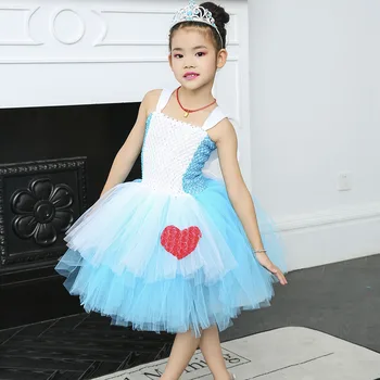 Mielas Princesė Alisa Stebuklų šalyje Mergina Tutu Suknelė Mėlyna Balta Kūdikių Mergaitės Gimtadienio Cosplay Kostiumas Vaikams Halloween Šventės Drabužiai