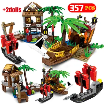 Miestas įrangos pardavimas, biuro įrangos Piratų Laivo Lobis Modelis Plytų Kūrėjas Karibų jūros Piratai laivų Statybos Blokus Duomenys Žaislai Vaikams