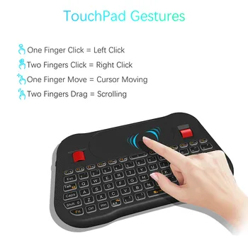 Mini 2.4 G Bevielio Skristi Oro Pelės anglų Klaviatūra su foniniu Apšvietimu Touchpad Valdiklis 