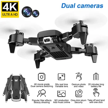 Mini 4k drone profesinės dual camera wifi fpv hd drone smart gps sekti 20 minučių rc quadcopter lauko žaislas naujas