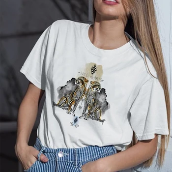 Minimalistinio Moterys T-shirt Vasaros Leopardas Spausdinti Trumpas rankovėmis Viršūnes & Tees O-Kaklo Atsitiktinis Mergina Didelio Dydžio Marškinėlius Medvilnė