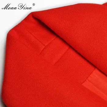 MoaaYina Mados Dizaineris Švarkelis ilgomis rankovėmis V-kaklo, Siuvinėjimo kilimo ir tūpimo Tako Kailio Švarkelis