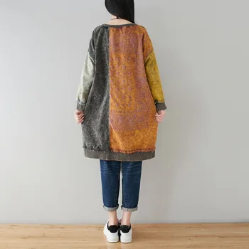 Moteris Atvira Priekiniai Šiuolaikinės Profesinės Patogus outwear Kietas Siūlėmis Kontrastingų Spalvų Ilgas Megztinis kailis rudenį, žiemą