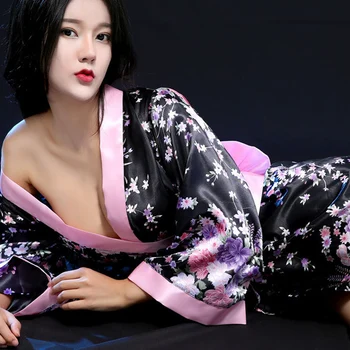 Moteris Japonų Kimono Stiliaus Sleepwear V-kaklo, Seksualus Kostiumai Yukata Suknelė Geiša Merginos Trumpas Prarasti Pižamą Maudymosi Chalatai Suknelė