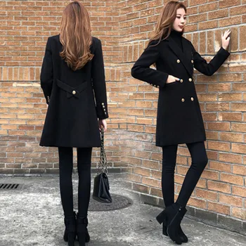 Moterys Rudens ir Žiemos Paltai Vilnos 2019 M. Derliaus Elegantiškus Drabužius OLIS Mados Outwear Ilgas Kailis Žiemą Naujas Moterų Plius