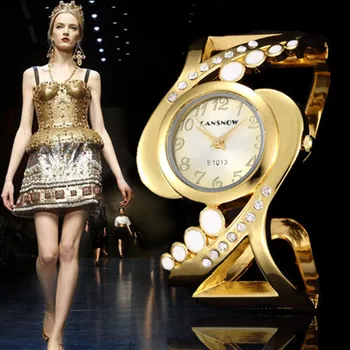 Moterų Bangle Laikrodis Kvarco Kristalo Prabanga relojes kalnų krištolas mados moterų aukso laikrodžiai eleagnt mujer saati laikrodis feminino