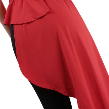 Moterų Marškinėliai Nereguliarus Ilgis Raukiniai Raudona Atsitiktinis Mados Vasarą Nešioti Peplum Bluas Elegantiškas Ponios Kietas Naujus moteriškus Viršūnes XL L M S