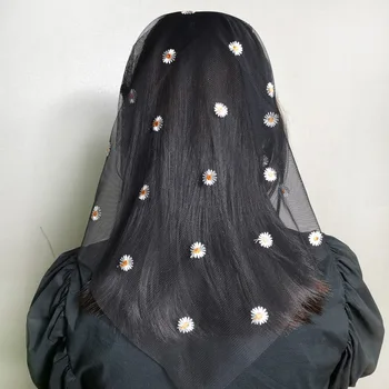 Moterų Nėriniai galvos skara skara siuvinėjimo laumžirgis, drugelis, gėlė plunksnų hijab plaukų skara Su lankelis Katalikų Mantilla Šydas