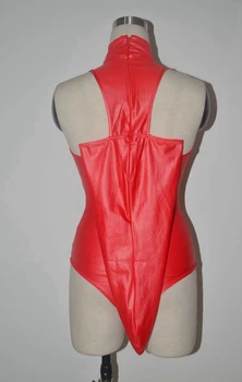 Moterų Sexy Dirbtiniais Odos bodysuit PVC wetlook apatinis trikotažas fetišas Leotard Clubwear latekso catsuit karštas erotinis seksualus cosplay kostiumai