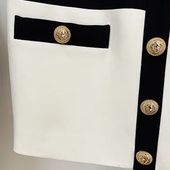 Moterų Sijonas Oficialų Juodos ir Baltos spalvos Siūlėmis 2020 Naujas Klasikinis Aukso Mygtuką 