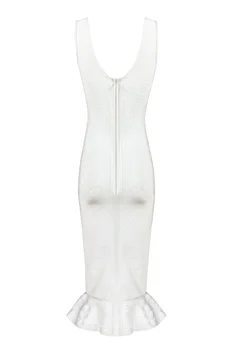 Moterų Vasaros Mados Seksualus Baltas Undinė Viskozė Tvarstis Suknelė 2020 Dizaineris Bodycon Vakare Šalis Suknelė Vestido