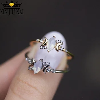 Moterų White Opal Mėnulio Akmens Žiedas Mados 925 Sidabro Vestuvių Papuošalai Žada Meilę, Sužadėtuvių Žiedai Moterims