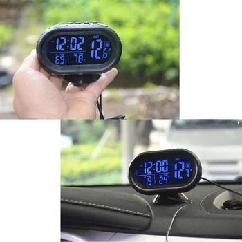 Multi-funkcija Automobilio Termometras 3 in 1 Auto Skaitmeninis Automobilinis Termometras Automobilių Laikrodis LED Elektroninis Laikrodis Voltmeter Įtampos Teste