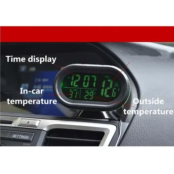 Multi-funkcija Automobilio Termometras 3 in 1 Auto Skaitmeninis Automobilinis Termometras Automobilių Laikrodis LED Elektroninis Laikrodis Voltmeter Įtampos Teste