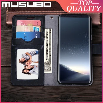 Musubo Prabanga Apversti Atvejais, Samsung Galaxy S8+ Plius S7 Krašto Pastaba 8 Originali Oda Padengti Kortelės Lizdas Piniginės korpusas