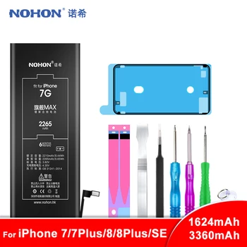 NOHON Bateriją, Skirta iPhone 7 8 Plius 7Plus 8Plus SE Bateria Už iPhone7 Pakeitimas Max Talpa Mobiliojo Telefono Batarya + Nemokamas Įrankiai