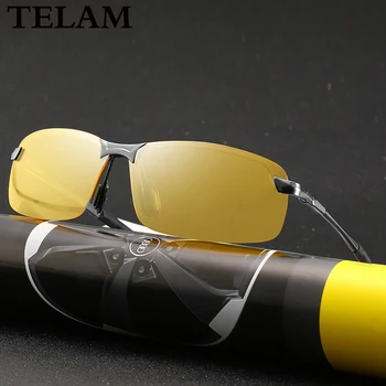 Naktinio matymo Poliarizuoti Akiniai nuo saulės anti-glare vairavimo akiniai piloto aliuminio lydinio geltonos spalvos Akiniai nuo saulės Unisex Vizija Saulės Stiklas