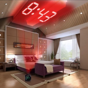 Naktį Šviesos Projektorius, Skaitmeninis Laikrodis-Žadintuvas Lempos Balso Temperatūros Laiko Projekcija Ant Sienos, Lubos, Namų Stalo Apdailos