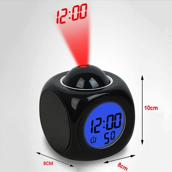 Naktį Šviesos Projektorius, Skaitmeninis Laikrodis-Žadintuvas Lempos Balso Temperatūros Laiko Projekcija Ant Sienos, Lubos, Namų Stalo Apdailos