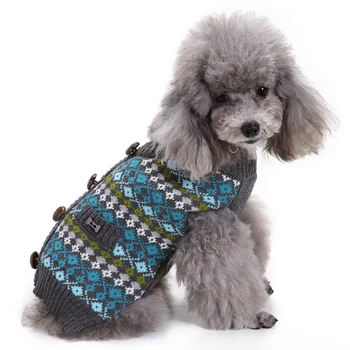 Naminių Šunų Kostiumų Sustorėjimas, Šiltas Mygtukai Megztinis Kalėdų Šuo Dryžuotas Megztinis Pritaikytas Drabužiai Britų Stiliaus Rudens-Žiemos Drabužiai
