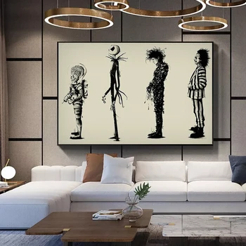 Namų Dekoras Drobė, Tapyba Edward Scissorhands Filmo Plakatas Tim Burton Filmą Nuotraukų Spausdinimo Sienos Meno Decoracion Hogar Moderno