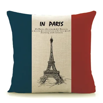 Namų dekoratyvinės pagalvės 45x45cm pagalvėlė padengti Derliaus Euro stiliaus Anglijoje, Paryžius, Niujorkas, Londonas vaizdingas marginti medvilniniai skalbiniai A9