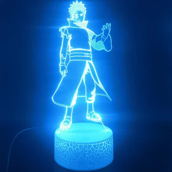 Naruto Uchiha Obito Anime, Manga 3D Lempa su baterijomis, Įvairių spalvų, su Nuotolinio naktinė lempa Usb Lampara Led Nakties Šviesos Lempos