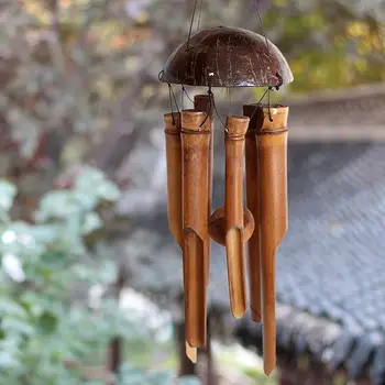 Natūralus Kokoso Lukšto Bambuko Vėjo Varpeliais Bell Sodas, Namų Apdaila Ornamentu Kiemas, Sodas, Lauko Kambarį Apdaila